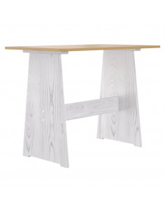 Tavolo da Pranzo con Panca Pino Massello Marrone Miele e Bianco