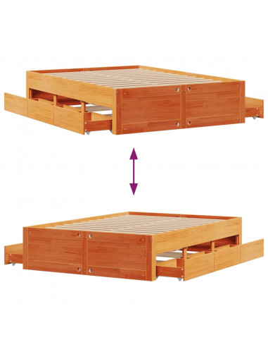 Giroletto senza Materasso con Cassetti Marrone Cera 140x190 cm