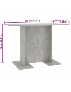 Tavolo da Pranzo Grigio Cemento 110x60x75 cm Legno Multistrato