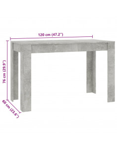 Tavolo da Pranzo Grigio Cemento 120x60x76 cm Legno Multistrato