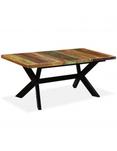 Tavolo da Pranzo in Legno di Recupero e Acciaio a Croce 180 cm