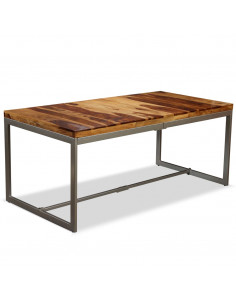 Tavolo da Pranzo in Legno Massello di Sheesham e Acciaio 180 cm