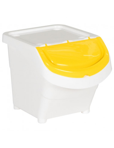 Cestini per Rifiuti Impilabili con Coperchi 3pz Bianchi PP 78 L