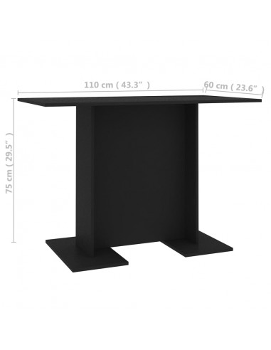 Tavolo da Pranzo Nero 110x60x75 cm in Legno Multistrato