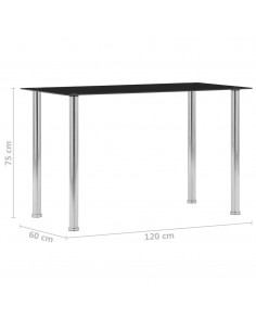 Tavolo da Pranzo Nero 120x60x75 cm in Vetro Temperato