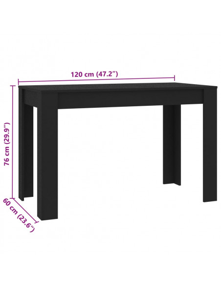 Tavolo da Pranzo Nero 120x60x76 cm in Legno Multistrato