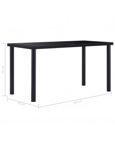 Tavolo da Pranzo Nero 140x70x75 cm in Vetro Temperato