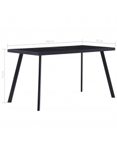 Tavolo da Pranzo Nero 140x70x75 cm in Vetro Temperato