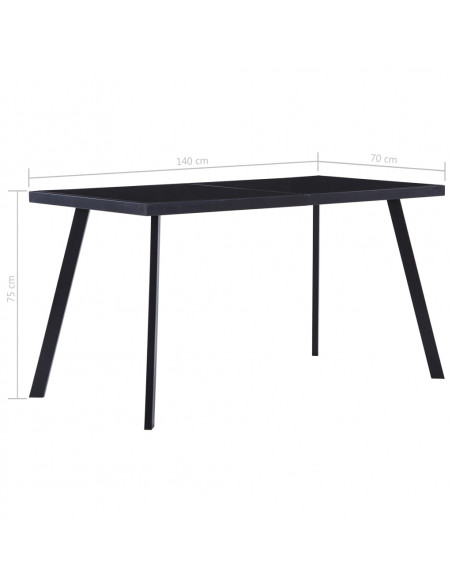 Tavolo da Pranzo Nero 140x70x75 cm in Vetro Temperato