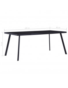 Tavolo da Pranzo Nero 160x80x75 cm in Vetro Temperato