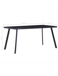 Tavolo da Pranzo Nero 180x90x75 cm in Vetro Temperato