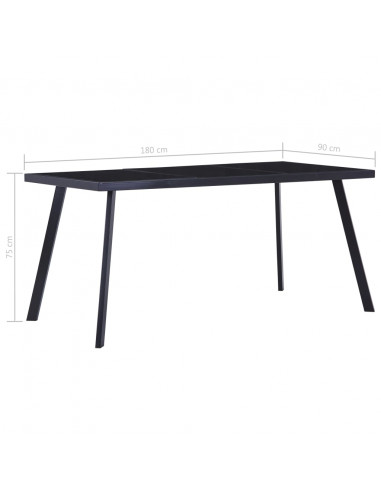 Tavolo da Pranzo Nero 180x90x75 cm in Vetro Temperato