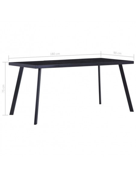 Tavolo da Pranzo Nero 180x90x75 cm in Vetro Temperato