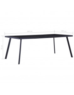Tavolo da Pranzo Nero 200x100x75 cm in Vetro Temperato