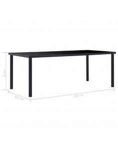 Tavolo da Pranzo Nero 200x100x75 cm in Vetro Temperato