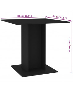 Tavolo da Pranzo Nero 80x80x75 cm in Legno Multistrato