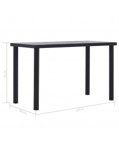 Tavolo da Pranzo Nero e Grigio Cemento 120x60x75 cm in MDF