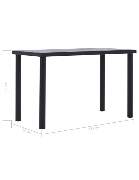 Tavolo da Pranzo Nero e Grigio Cemento 120x60x75 cm in MDF