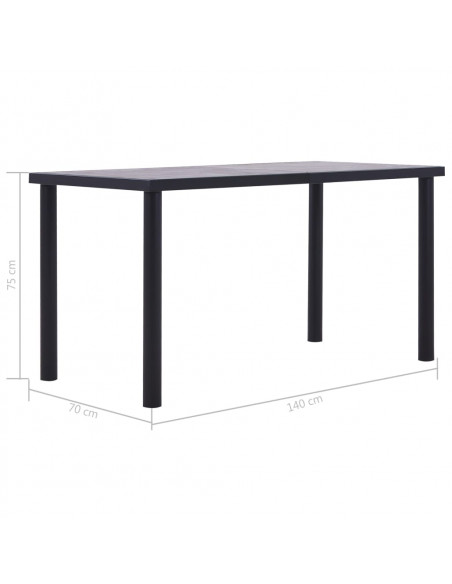 Tavolo da Pranzo Nero e Grigio Cemento 140x70x75 cm in MDF