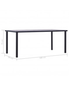 Tavolo da Pranzo Nero e Grigio Cemento 180x90x75 cm in MDF