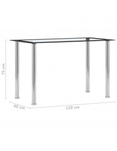 Tavolo da Pranzo Nero e Trasparente 120x60x75cm Vetro Temperato