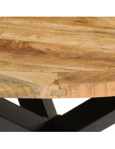 Tavolo da Pranzo Ø110x75 cm in Legno Grezzo Massello di Mango