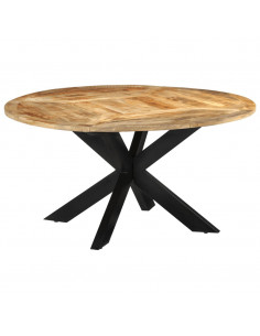 Tavolo da Pranzo Ø150x76 cm in Legno Grezzo Massello di Mango