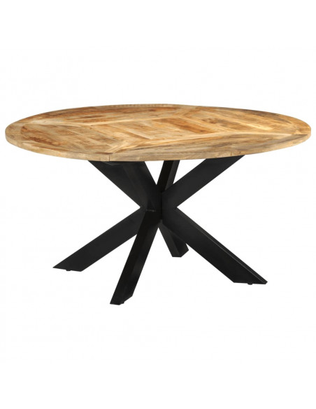 Tavolo da Pranzo Ø150x76 cm in Legno Grezzo Massello di Mango