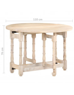 Tavolo da Pranzo Rotondo 110x76 cm in Legno Massello di Mango