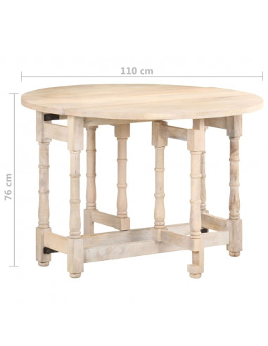 Tavolo da Pranzo Rotondo 110x76 cm in Legno Massello di Mango
