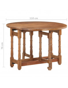 Tavolo da Pranzo Rotondo 110x76 cm in Legno Massello di Mango