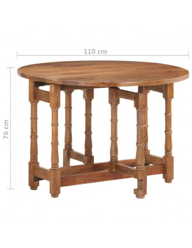 Tavolo da Pranzo Rotondo 110x76 cm in Legno Massello di Mango