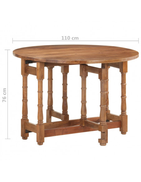 Tavolo da Pranzo Rotondo 110x76 cm in Legno Massello di Mango