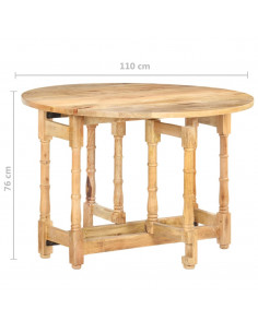 Tavolo da Pranzo Rotondo 110x76 cm in Legno Massello di Mango