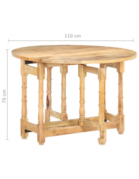 Tavolo da Pranzo Rotondo 110x76 cm in Legno Massello di Mango