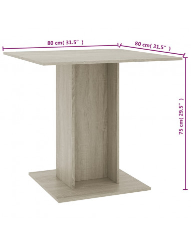 Tavolo da Pranzo Rovere Sonoma 80x80x75cm in Legno Multistrato