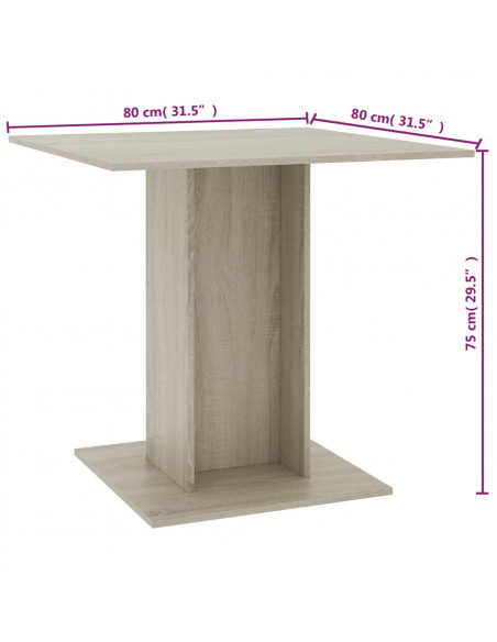 Tavolo da Pranzo Rovere Sonoma 80x80x75cm in Legno Multistrato