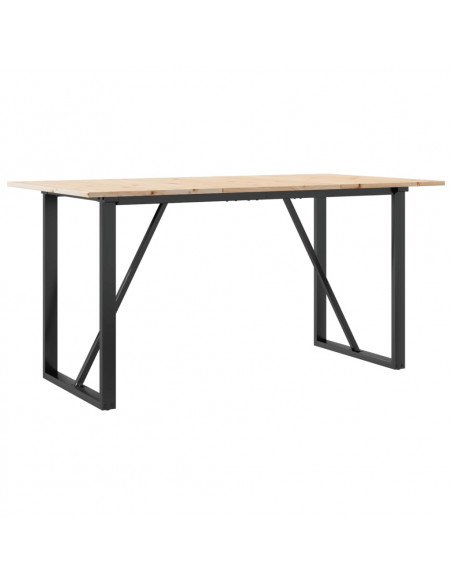 Tavolo da Pranzo Telaio a O 140x80x75 cm Massello Pino e Ghisa
