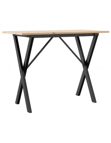 Tavolo da Pranzo Telaio a X 100x50x75 cm Massello Pino e Ghisa