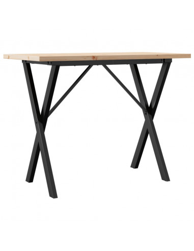 Tavolo da Pranzo Telaio a X 100x50x75,5cm Massello Pino e Ghisa