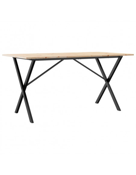 Tavolo da Pranzo Telaio a X 140x80x75 cm Massello Pino e Ghisa