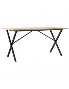 Tavolo da Pranzo Telaio a X 140x80x75,5cm Massello Pino e Ghisa