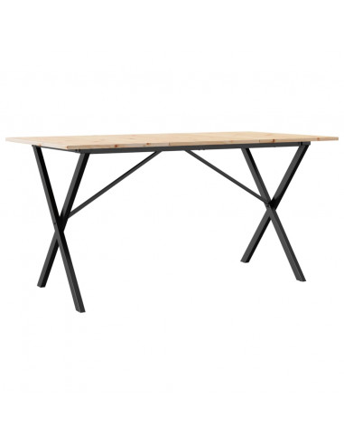 Tavolo da Pranzo Telaio a X 160x80x75 cm Massello Pino e Ghisa