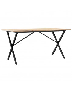 Tavolo da Pranzo Telaio a X 160x80x75,5cm Massello Pino e Ghisa