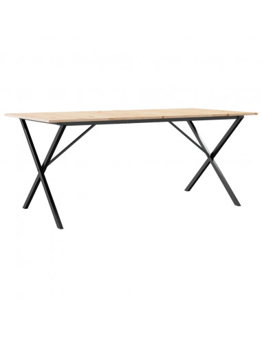 Tavolo da Pranzo Telaio a X 180x90x75 cm Massello Pino e Ghisa