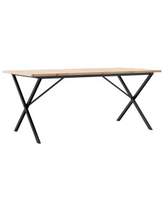 Tavolo da Pranzo Telaio a X 180x90x75,5cm Massello Pino e Ghisa