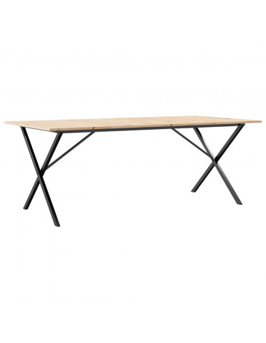 Tavolo da Pranzo Telaio a X 200x100x75 cm Massello Pino e Ghisa