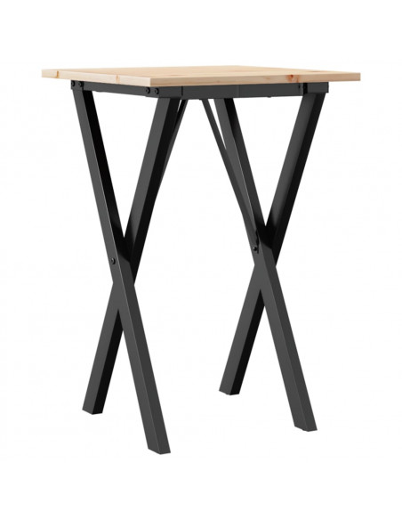Tavolo da Pranzo Telaio a X 50x50x75 cm Massello Pino e Ghisa
