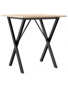 Tavolo da Pranzo Telaio a X 70x70x75 cm Massello Pino e Ghisa