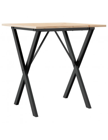 Tavolo da Pranzo Telaio a X 70x70x75 cm Legno Pino e Acciaio